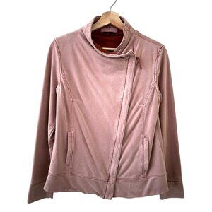 Marrakech Anthropologie Women's Asymmetric Moto Style Fleece Jacket Rose Pink S